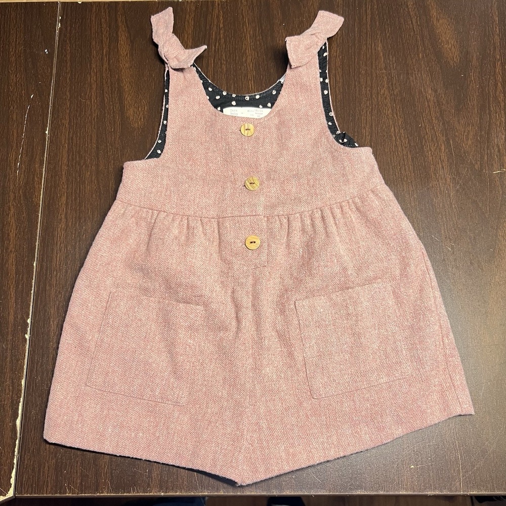Zara Baby Girls Wool Blend Shorts Romper Pink Tie‎ Strap Playsuit 18–24M